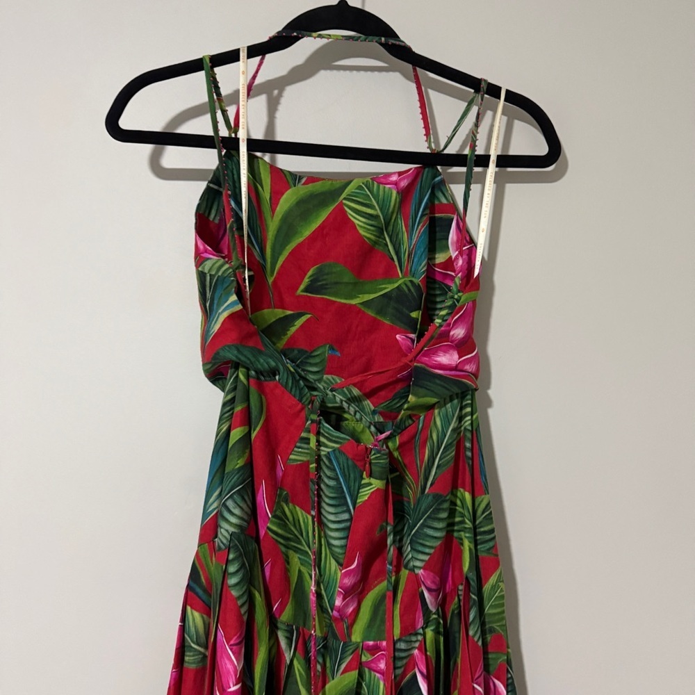 FARM Rio Red Dream Garden Lenzing Ecovero Euroflax Maxi Dress Red Sizd Small - Picture 5 of 9